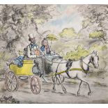 Harold Hope Read (1881-1959) British. Figures in a Carriage, Watercolour, Unframed, 11.25" x 11.