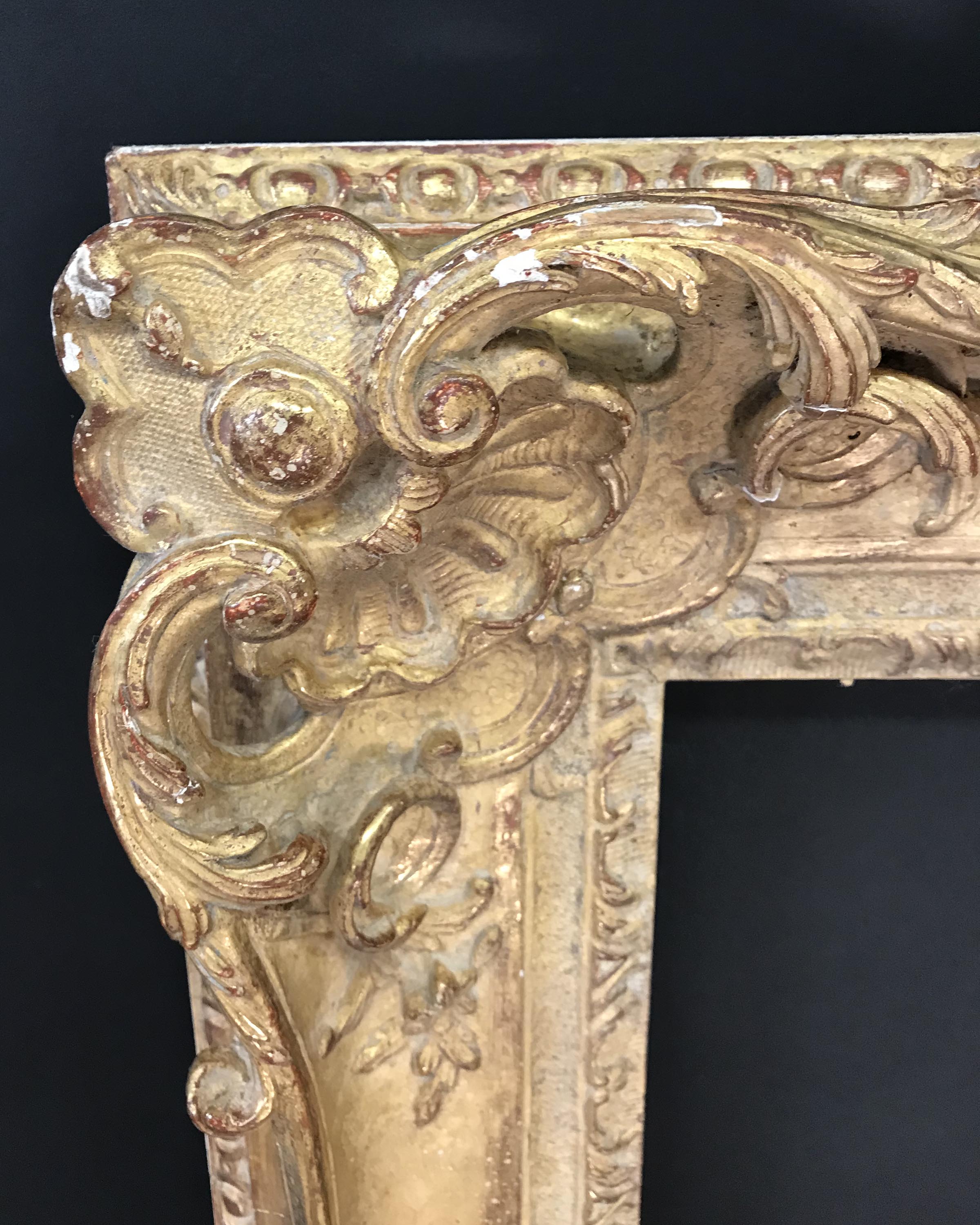 19th Century English School. A French Style Gilt Composition Frame, with Swept and Pierced Centres