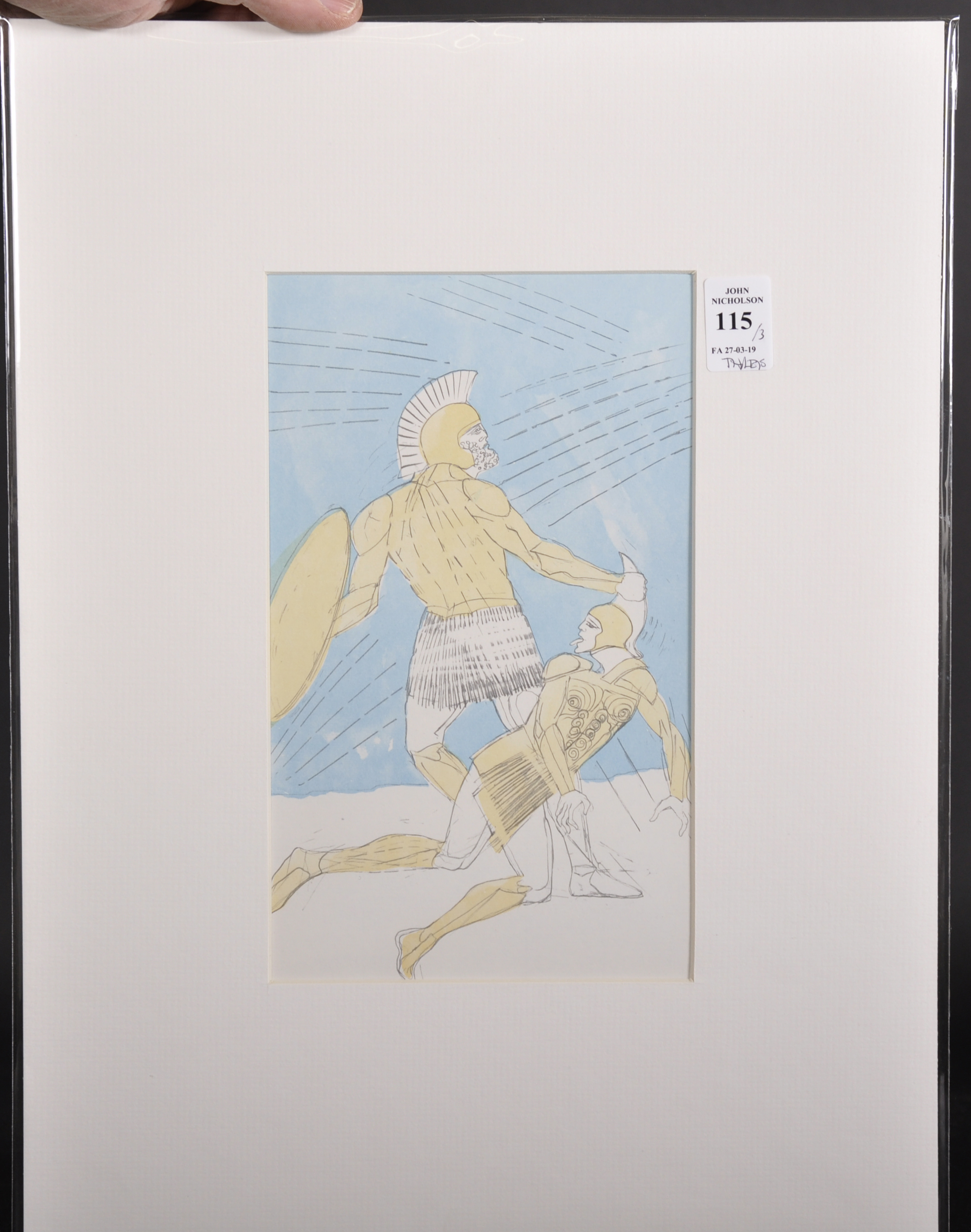 After Elisabeth Frink (1930-1993) British. Greek Warriors from Homer's Iliad, Print, 9.5" x 5.75", - Image 2 of 4