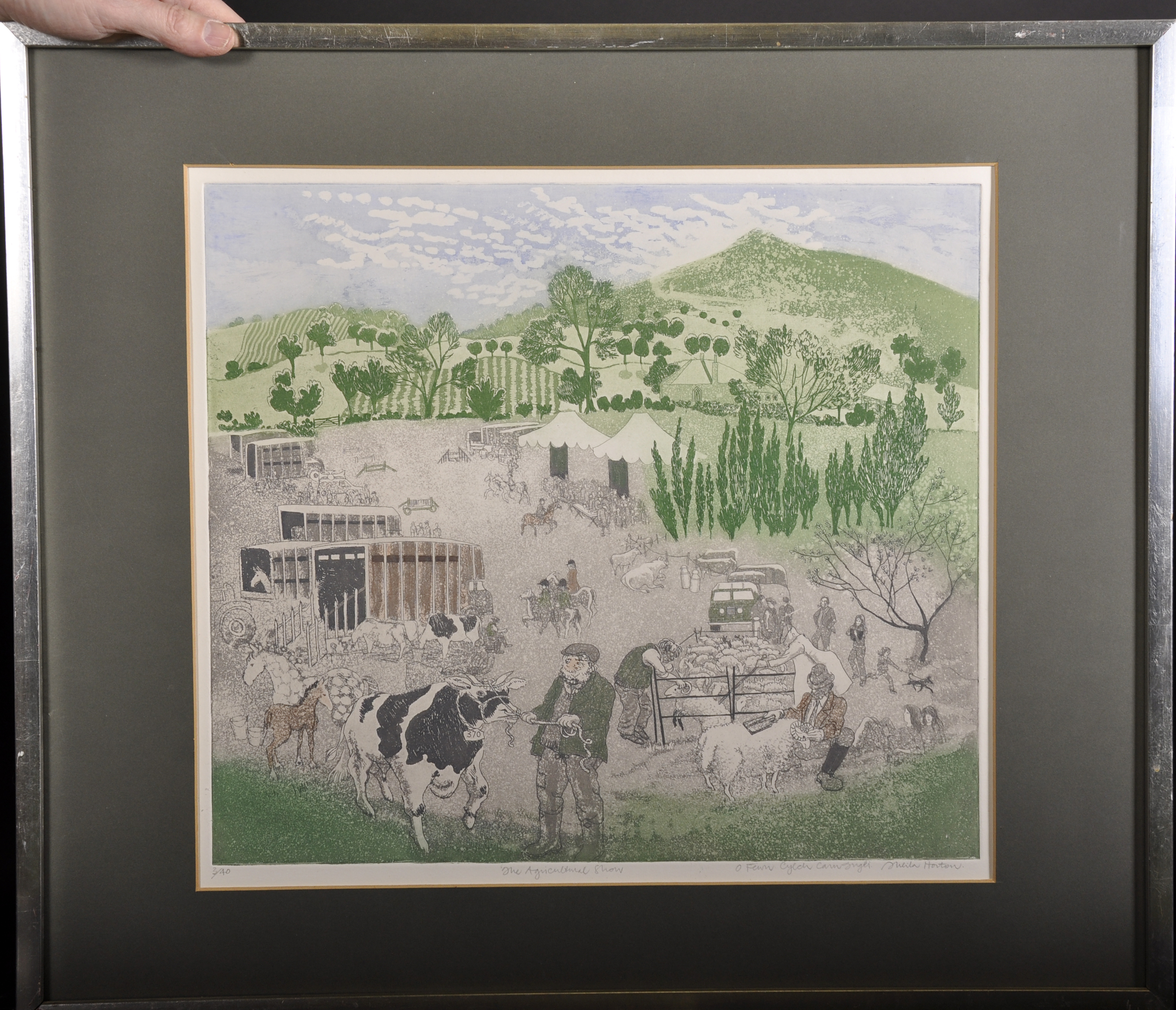 Sheila Horton (1936 ) British. "The Agricultural Show", Etching in Colours, Signed, Inscribed and - Image 2 of 5