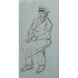 William Monk (1863-1937) British. Sketch of a Seated Man, Chalk, Inscribed on reverse, 9.75" x 5".