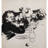 Early 20th Century French School. Figures Seated at a Table Eating, Ink, 6" x 5.5".