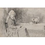 Sir George Reid (1841-1913) British. Study of a Lady seated at a Table, Ink, Inscribed on reverse '