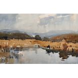 Edward Wesson (1910-1983) British. A River Landscape, possibly on the Wey, Watercolour, Signed, 12.