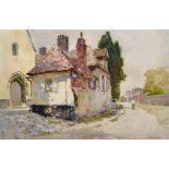 Ernest William Haslehurst (1866-1949) British. "St Pierre, St Valery Sur Somme", a Street Scene with
