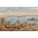 19th Century European School. A Coastal Scene in the Pacific, Watercolour, 14.5" x 22.5".