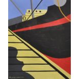 Attributed to Ralston Crawford (1906-1978) Canadian. Study of a Ship, Gouache, Signed, and Inscribed