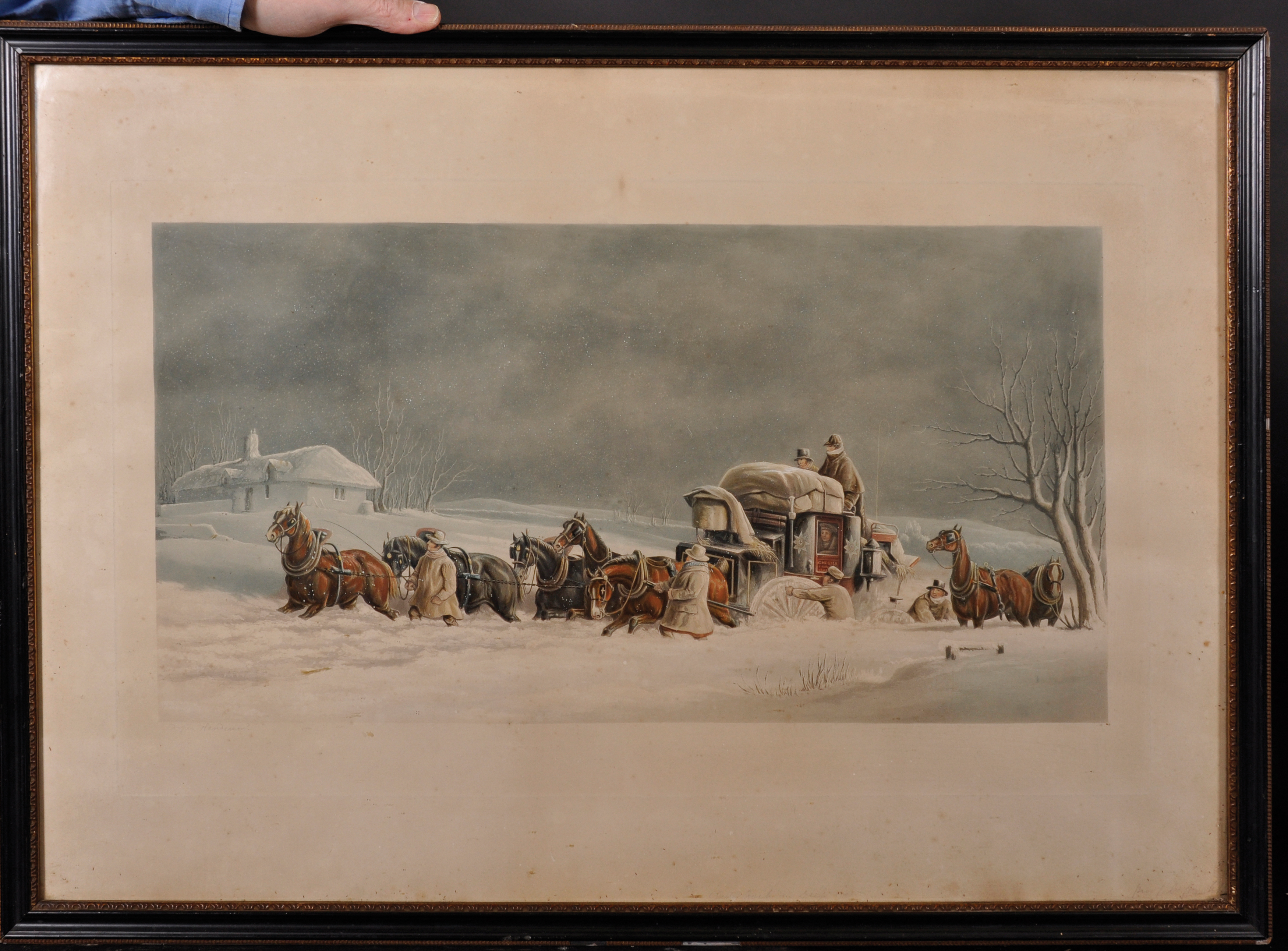 After Charles Cooper Henderson (1803-1877) British. A Coaching Scene in Deep Snow, Print, 12.5" x - Image 2 of 3