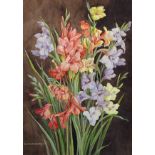 Edith Alice Andrews (19th - 20th Century) British. Still Life of Gladioli, Watercolour, Signed,