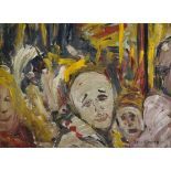 Manner of Jack Butler Yeats (1871-1957) Irish. A Study of Heads, Oil on Canvas, bears a Signature,