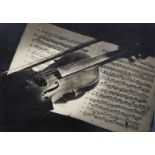 Jean Roubier (1896-1967) French. Study of a Violin with Music Sheets, Photograph, Signed,