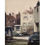 Albert Bailey (20th Century) British. Figures Unloading a Van, with Parked Cars beyond, Watercolour,