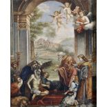 17th Century Italian School. A Religious Scene, Watercolour on Vellum, Indistinct Monogram, and