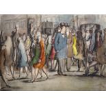 Harold Hope Read (1881-1959) British. A Street Scene with Figures and Carriages beyond, Watercolour,