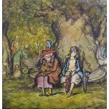 Harold Hope Read (1881-1959) British. Two Ladies Sitting Under a Tree, with Figures with Children