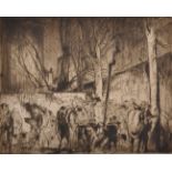 Sir Frank William Brangwyn (1867-1956) British. Homeless Figures, Etching, Signed in Pencil,