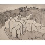 Percy Kelly (1918-1993) British. A Preparatory Sketch of Houses, Charcoal and Wash, Inscribed '