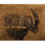 Early 20th Century English School. Study of a Donkey, Oil on Canvas, Signed with Initials 'MEA', and