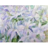 John Ivor Stewart (1936-2017) British. "Bouquet of Lillies", Oil on Board, Unframed, 17" x 22".