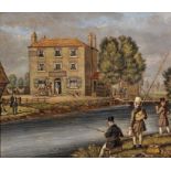 James Pollard (1792-1867) British. "Ben Wicks, Licensed Dealer Spirits", an Inn in a River