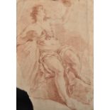 18th Century French School. Study of Venus holding Sea Shells, Sanguine, Unframed, 14.5" x 10.25".