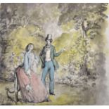 Harold Hope Read (1881-1959) British. Elegant Figures in a Woodland Scene, Watercolour, Unframed,