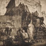 Sir Frank William Brangwyn (1867-1956) British. "Le Pont de Bois Provisoire a Gand", Etching from