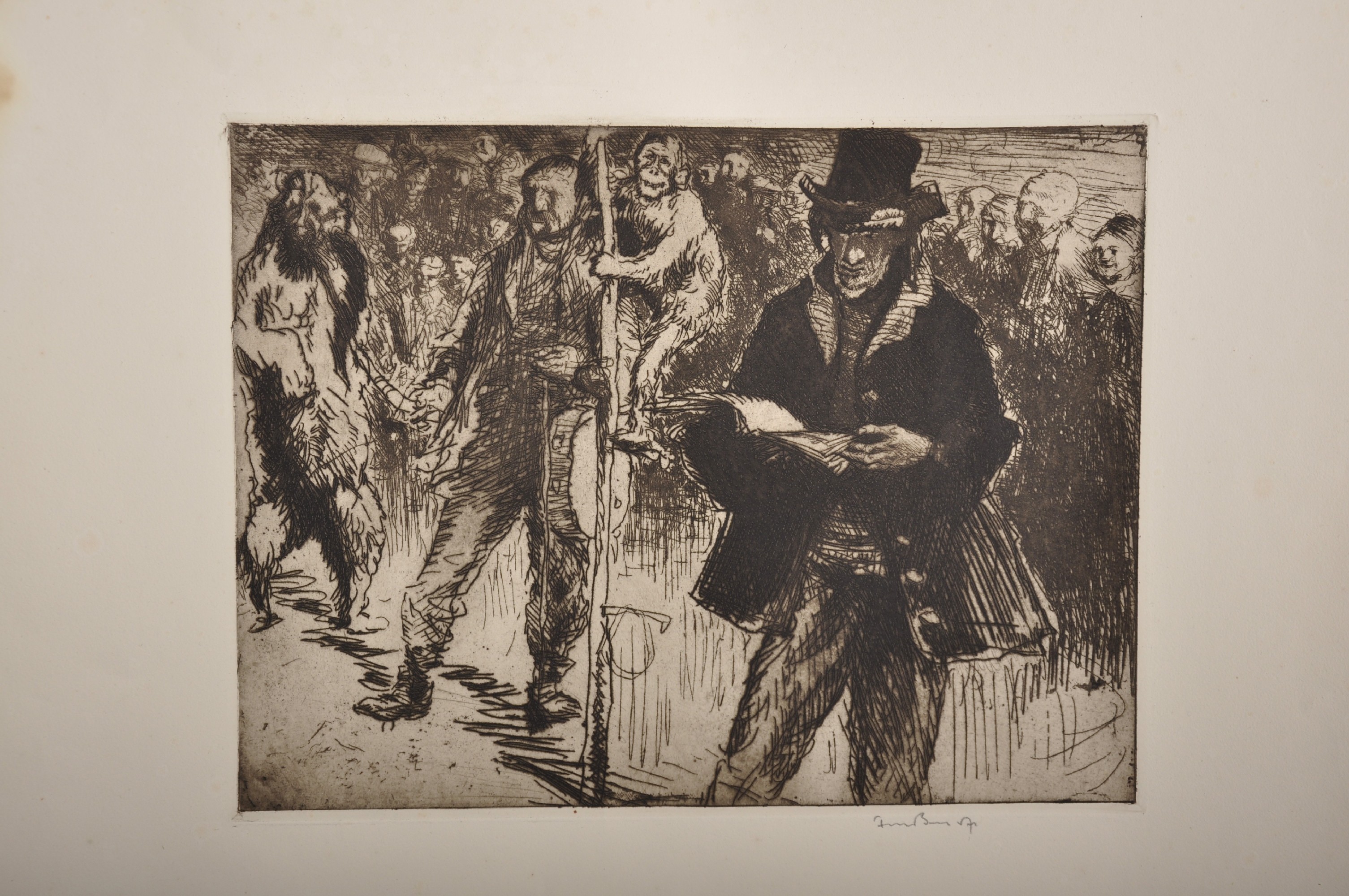 Sir Frank William Brangwyn (1867-1956) British. "Hommes avex Animaux Savants", Etching, from The - Image 2 of 4