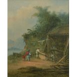 Early 19th Century Chinese School. Figures Building Boats, Oil on Canvas, 10.25" x 8.25", and the