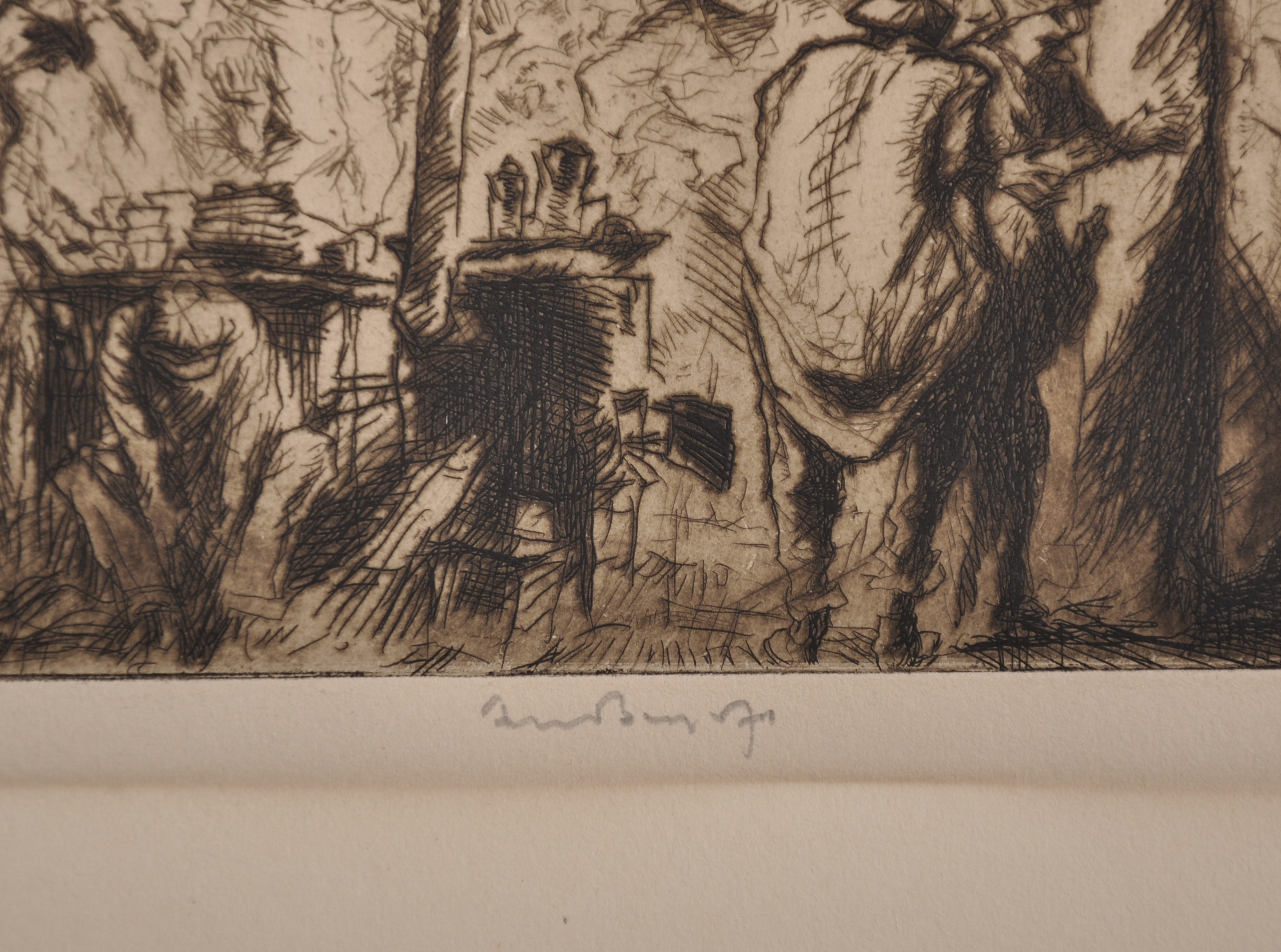 Sir Frank William Brangwyn (1867-1956) British. Homeless Figures, Etching, Signed in Pencil, - Image 2 of 3