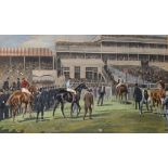 After John Beer (c.1860-c.1930) British. "Returning to Scale", a Racing Scene, Coloured Print,