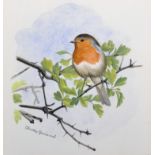 Timothy Greenwood (1947- ) British. A Robin Redbreast, Watercolour, Signed, 8" x 7.5", together with