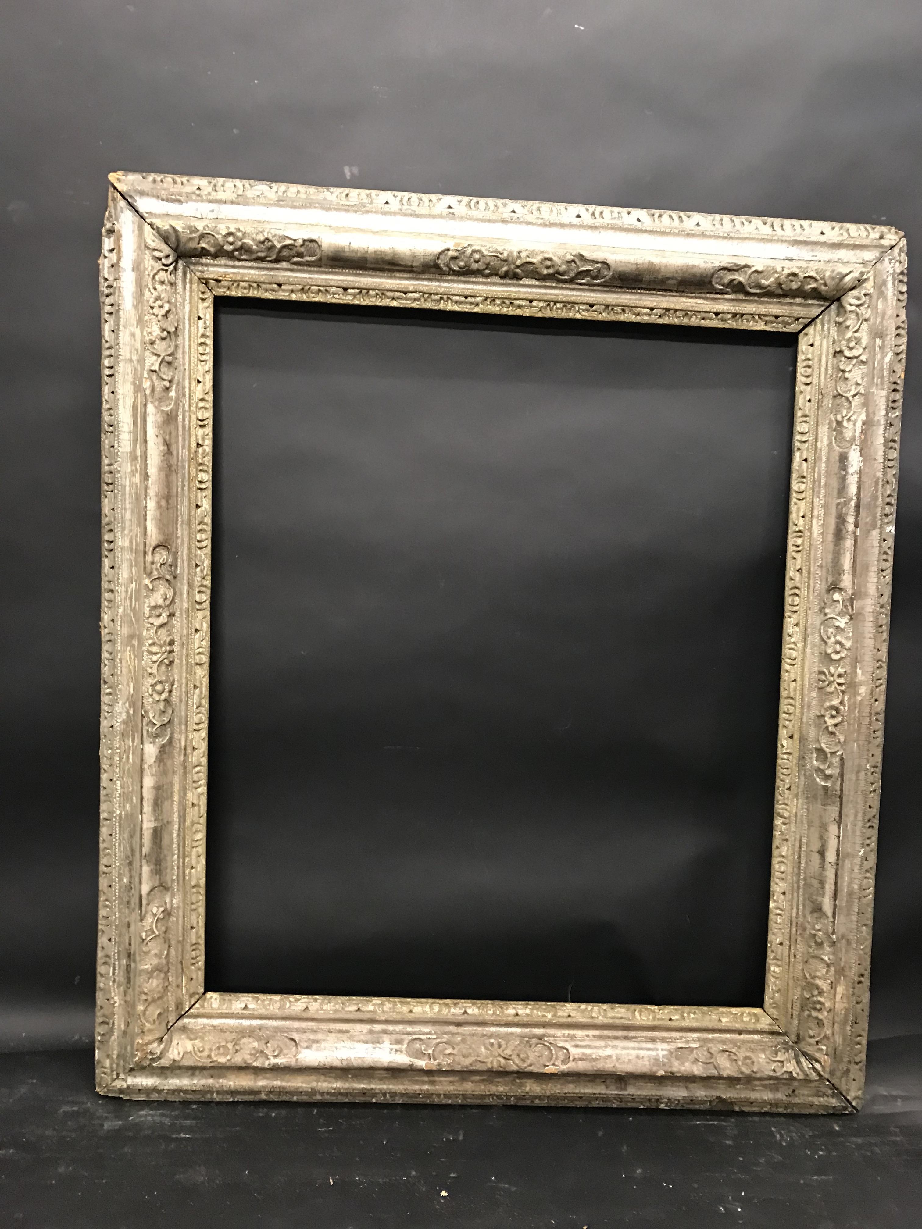 18th Century English School. A Carved Wood Silvered Frame, with Lely Panels, 27.25" x 22.75" ( - Image 2 of 3