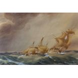 Circle of William James Huggins (1781-1845) British. A Shipping Scene in Choppy Waters, Watercolour,