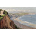 Edwin Alfred Pettitt (1840-1912) British. "Sandown IW", a Coastal Scene, Oil on Board, Signed with