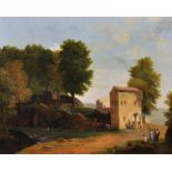 Early 19th Century French School. Figures Playing Musical Instruments in a Landscape, beside a