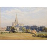 Arthur Evershed (1836-1919) British. "Chichester Cathedral", Watercolour, Signed and Inscribed on