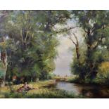 Nicol Laidlaw (1886- ?) British. "The Mill Stream", Oil on Panel, Signed and Dated 1921, and