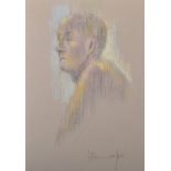 20th - 21st Century English School. A Bust Portrait of a Man, Pastel, Indistinctly Signed and