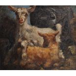 20th Century Italian School. A Study of Goats, Oil on Canvas, Indistinctly Signed, 20.5" x 25".