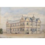 Arthur Ashpitel (1807-1869) British. "Hoxton. Holy Trinity: Schools", Watercolour, Signed (and