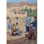 20th Century English School. A Middle Eastern Scene with Figures, Watercolour, 23" x 16", and