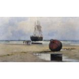 Carlton Theodore Chapman (1860-1925) British. A Beach Scene, with Figures and a large Buoy, Oil on