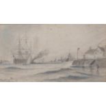 After Thomas Bush Hardy (1842-1897) British. Shipping Scene, Portsmouth, Watercolour and Pencil,