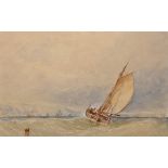 19th Century English School. A Shipping Scene off the Coast, Watercolour, Unframed, 9.25" x 14.