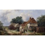 John James Wilson (1818-1875) British. A Country Scene, with Figures by a Cottage, Oil on Canvas,