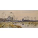 Robert Winter Fraser (1848-1906) British. "Ditton on Cam", A River Landscape, Watercolour, Signed,
