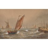 Robert Thornton Wilding (19th-20th Century) British. Shipping in Choppy Waters, Watercolour, Signed,