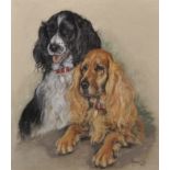 Marjorie Cox (1915-2003) British. Study of Two Spaniels, Pastel, Signed and Dated 1971, 20.5" x