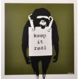 Banksy (1974- ) British. "Keep it Real", a Vinyl Record, Numbered '0018' in a Sleeve, 12.5" x 12.